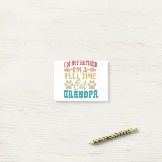 私はフルタイムの猫退職したおじいちゃんヴィンタグではない ポストイット (デスク上)
