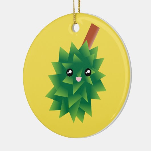 私はフルーツデュリアンかわいいマンガの王 セラミックオーナメント (左)