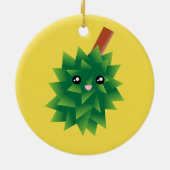 私はフルーツデュリアンかわいいマンガの王 セラミックオーナメント (裏面)