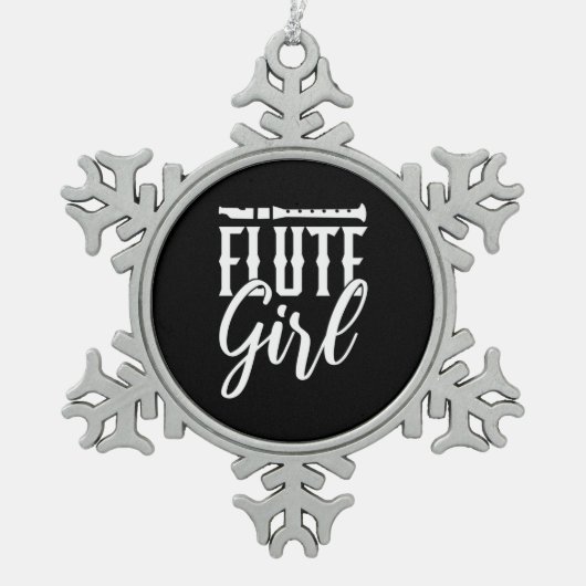 私はフルートの娘だ スノーフレークピューターオーナメント (正面)