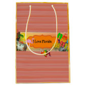 私はフロリダを愛し、コラージュカラフルを愛す ミディアムペーパーバッグ (正面)