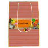 私はフロリダを愛し、コラージュカラフルを愛す ミディアムペーパーバッグ (裏面)