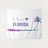 私はフロリダパープルカラフルを愛する タペストリー (正面(横))