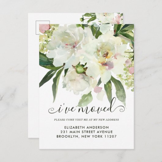 私はフローラ植物牡丹エレガント移動を移動 案内ポストカード (正面/裏面)