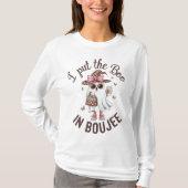 私はブジェかわいいハロウィーン幽霊に本を入れた Tシャツ (正面)