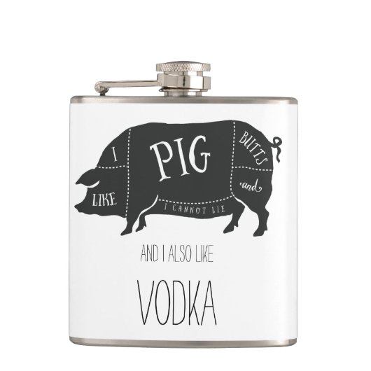 私はブタのお尻およびウォッカを好みます フラスク (正面)