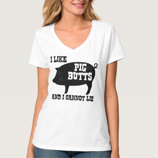 私はブタのお尻を好み、ベーコンBBQのあることができません Tシャツ (正面)