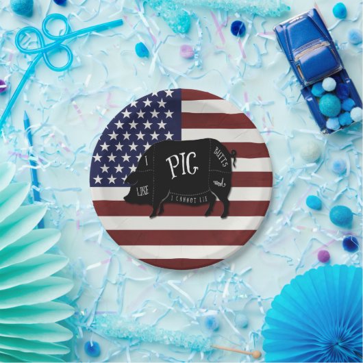 私はブタのお尻を好み、愛国心が強い旗あることができません ペーパープレート (パーティー)