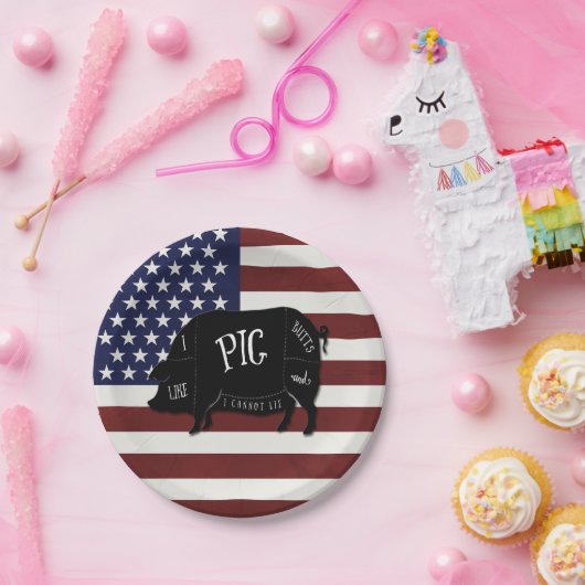 私はブタのお尻を好み、愛国心が強い旗あることができません ペーパープレート (パーティー)