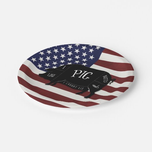 私はブタのお尻を好み、愛国心が強い旗あることができません ペーパープレート (アングル)