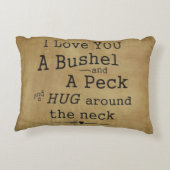 私はブッシェルおよびコツコツつつく音の枕愛します アクセントクッション (裏面)