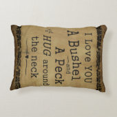 私はブッシェルおよびコツコツつつく音の枕愛します アクセントクッション (裏面)