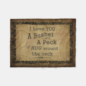 "私はブッシェルおよびコツコツつつく音"のフリースブランケット愛します フリースブランケット (正面(横))