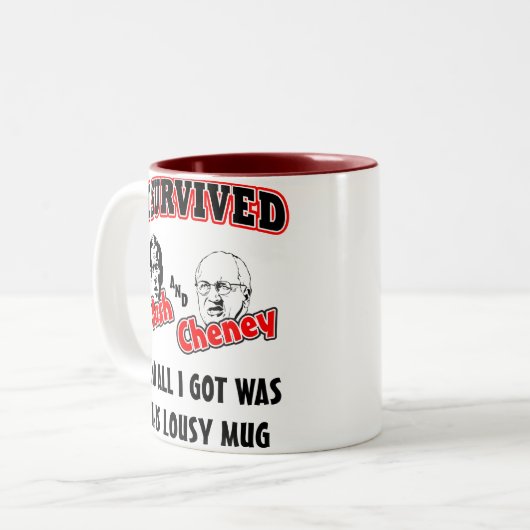 私はブッシュおよびCheneyを生き延びました ツートーンマグカップ (正面左)