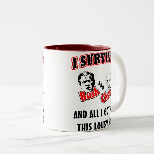 私はブッシュおよびCheneyを生き延びました ツートーンマグカップ (正面右)