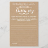 私はブライダルシャワー英語の素朴スペインのなゲーム (裏面)