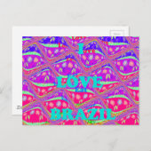 私はブラジルが大好き:美しいサンバ伝統的色 ポストカード (正面/裏面)