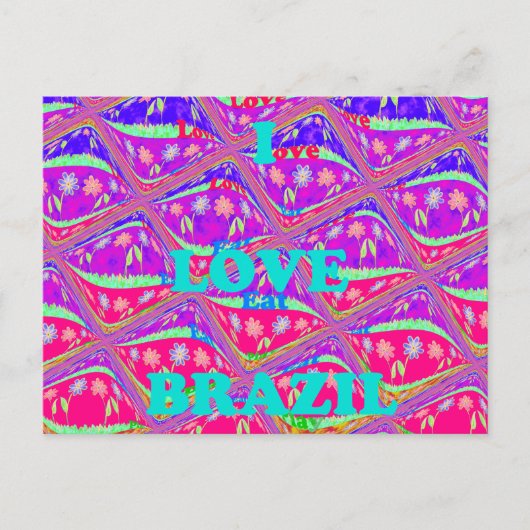 私はブラジルが大好き:美しいサンバ伝統的色 ポストカード (正面)