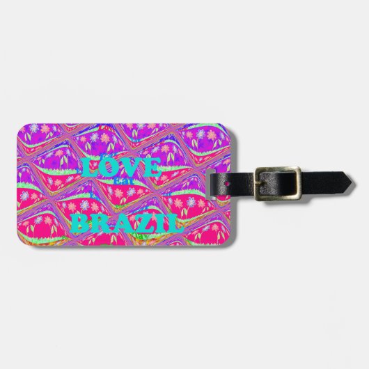 私はブラジルが大好き：美しいサンバ伝統的色 ラゲッジタグ (正面横)