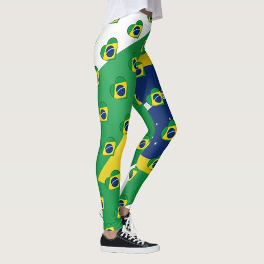 私はブラジルのおもしろいなブラジルの旗色を愛します レギンス (右)