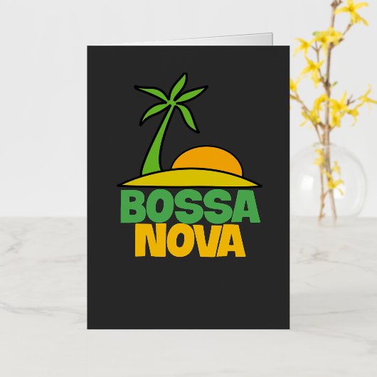 私はブラジルの音楽愛好家のためのボサノヴァの贈り物が大好き 箔グリーティングカード (黄色い花)