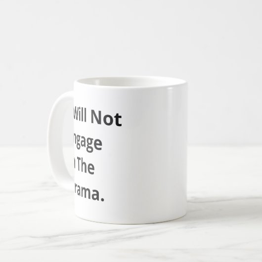 私はブラックおもしろい文字と引用文しない コーヒーマグカップ (正面左)