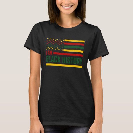 私はブラックヒストリー米国国旗BHMプライドAfro Me Tシャツ (正面)