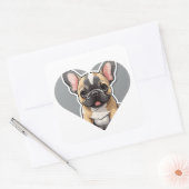 私はブルドッグフランスのかわいい漫画の子犬のハートが大好き スクエアシール (封筒)