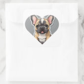 私はブルドッグフランスのかわいい漫画の子犬のハートが大好き スクエアシール (バッグ)