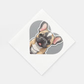 私はブルドッグフランスのかわいい漫画の子犬のハートが大好き スタンダードランチョンナプキン (角)