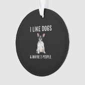 私はブルドッグフランスのと3人のギフトが好きだ オーナメント (正面)