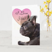 私はブルドッグフランスのグリーティングカードが大好き カード (黄色い花)