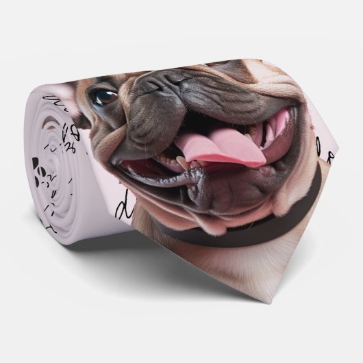 私はブルドッグフランスのネックタイ犬が大好き ネクタイ (ロール)