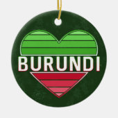 私はブルンジ、ブルンジハートを愛する セラミックオーナメント (正面)