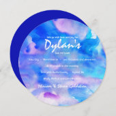 私はブルーウォーター色バルミツワー招待状 招待状 (正面/裏面)