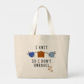 私はブルーオレンジを展開しないように編むテーマ ラージトートバッグ (裏面)