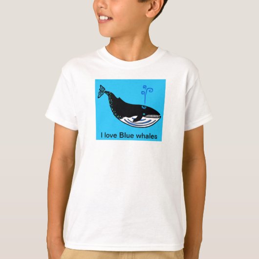 私はブルークジラを愛する – 絶滅危惧動物グラフィック Tシャツ (正面)
