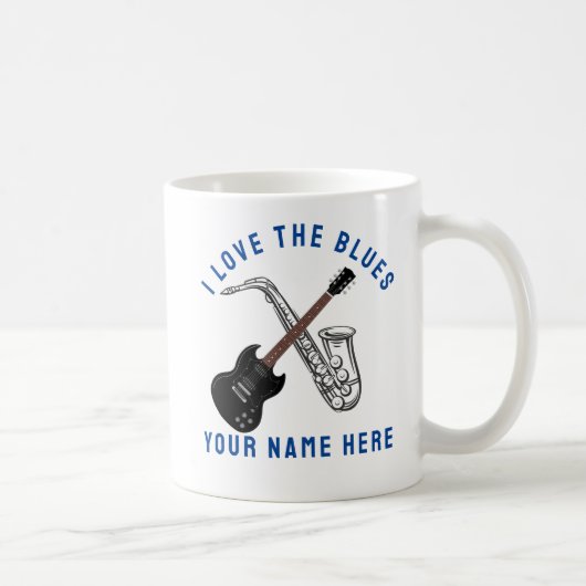 私はブルースが大好きだ コーヒーマグカップ (右)