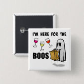 私はブーイングのおもしろいなハロウィンの幽霊のためにここにいます 缶バッジ (正面&裏面)