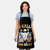 私はブーシートと呼ぶ ハロウィン レトロ ゴースト エプロン (着用した状態)