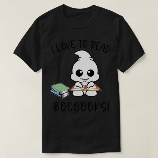 私はブー読クのおもしろい幽霊 Tシャツ (デザイン正面)