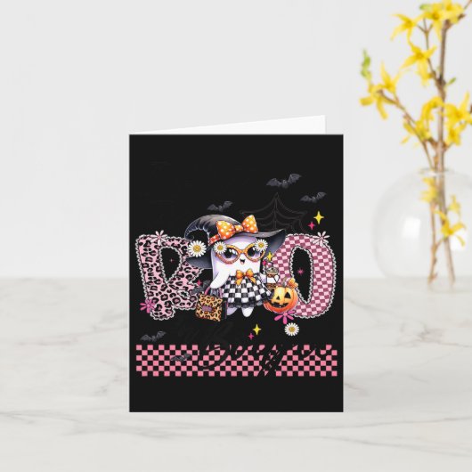 私はブー(恐怖の叫び)を高級なかわいいゴーストレパードのボゥジーに入れた カード (黄色い花)