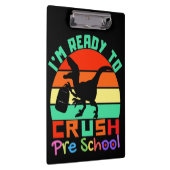 私はプリスクールを潰す準備ができている – 恐竜カッコいい クリップボード (右)