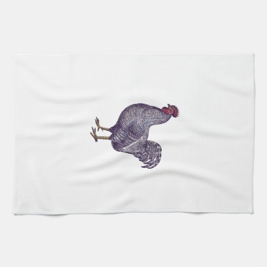 私はプリマスロックの鶏-ヴィンテージのオンドリ--を愛します キッチンタオル (横)