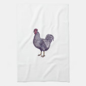 私はプリマスロックの鶏-ヴィンテージのオンドリ--を愛します キッチンタオル (縦)