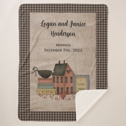 私はプリムズカントリー赤いサルトボックスホームが大好き シェルパブランケット (正面)