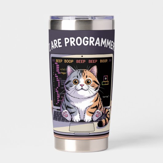 私はプログラマーです、コンピューターをビープボープビープと鳴らします 保温保冷タンブラー (正面)
