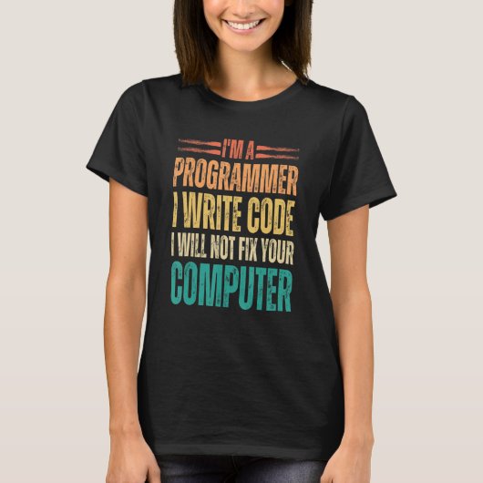 私はプログラマーIコード書バイナおもしろいリーコードPrだ Tシャツ (正面)