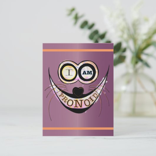 私はプロノイドで楽天的な猫おもしろい引用文 ポストカード (スタンド正面)