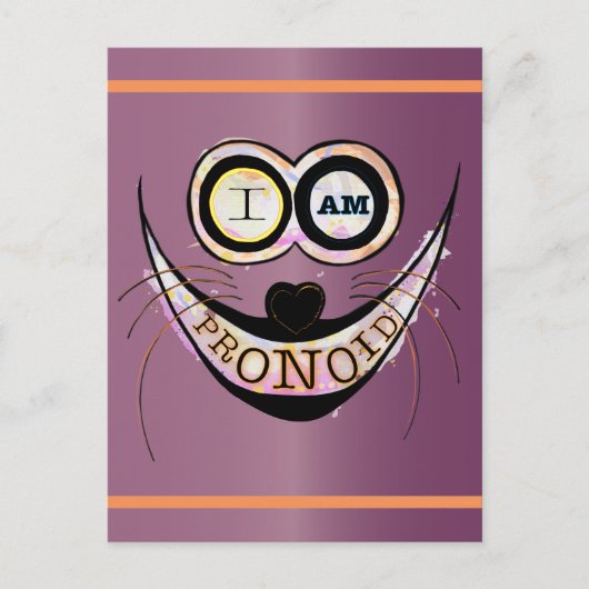 私はプロノイドで楽天的な猫おもしろい引用文 ポストカード (正面)